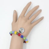 Autism Awareness Crystal Beaded Bracelet with Snap Charms
