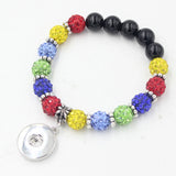 Autism Awareness Crystal Beaded Bracelet with Snap Charms