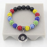 Autism Awareness Crystal Beaded Bracelet with Snap Charms