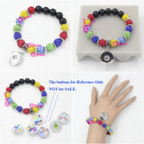 Autism Awareness Crystal Beaded Bracelet with Snap Charms