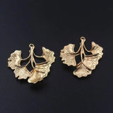 10pcs Copper Gingko Tree Leaf Branch Pendant Charms Crafts DIY Women Earrings