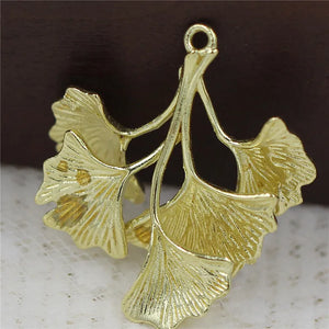 10pcs Copper Gingko Tree Leaf Branch Pendant Charms Crafts DIY Women Earrings