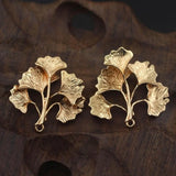 10pcs Copper Gingko Tree Leaf Branch Pendant Charms Crafts DIY Women Earrings