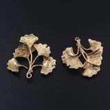 10pcs Copper Gingko Tree Leaf Branch Pendant Charms Crafts DIY Women Earrings