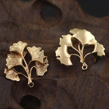 10pcs Copper Gingko Tree Leaf Branch Pendant Charms Crafts DIY Women Earrings