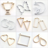 10pcs Alloy Open Back Bezel Pendants DIY Resin Jewelry Hollow Multiple Pattern