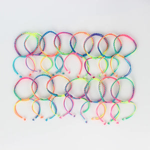 10pcs Rainbow Braided Cord Friendship Bracelets Adjustable Cuff Wristband