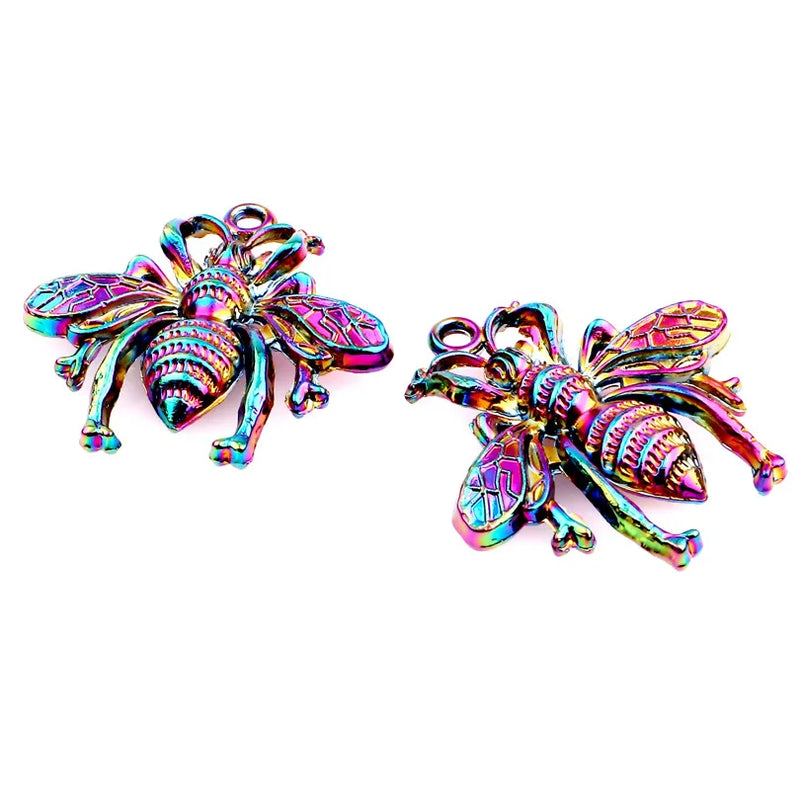 10pcs Rainbow Bee Pendant Charms for DIY Jewelry Xmas Gift