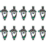 10pcs Rainbow Charms Foot Pearl Cage Locket Aromatherapy Diffuser Pendant