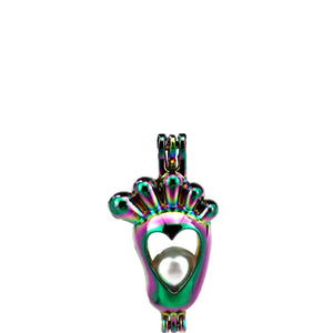 10pcs Rainbow Charms Foot Pearl Cage Locket Aromatherapy Diffuser Pendant