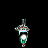 10pcs Rainbow Charms Foot Pearl Cage Locket Aromatherapy Diffuser Pendant