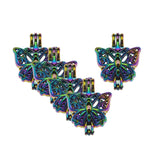 10pcs Rainbow Pearl Cage Pendants Essential Oil Diffuser Jewelry