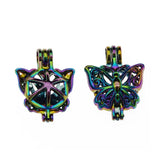 10pcs Rainbow Pearl Cage Pendants Essential Oil Diffuser Jewelry