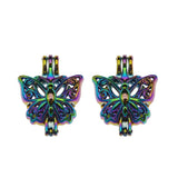 10pcs Rainbow Pearl Cage Pendants Essential Oil Diffuser Jewelry