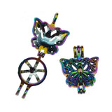 10pcs Rainbow Pearl Cage Pendants Essential Oil Diffuser Jewelry