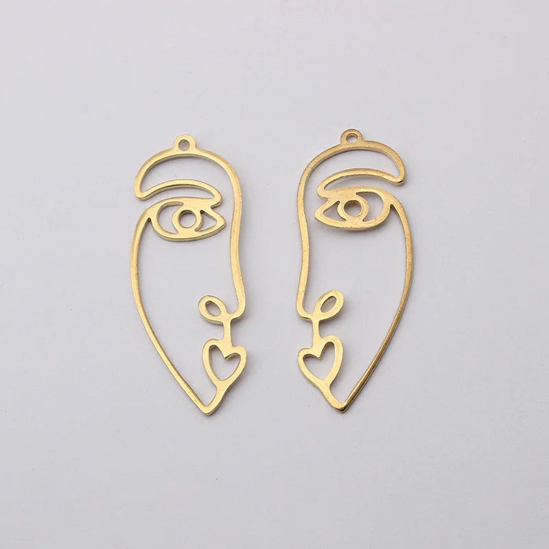 10pcs Abstract Human Face Charms Geometric Pendant DIY Jewelry Making