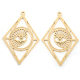 10pcs Raw Brass Celestial Moon Sun Evil Eye Charms Pendants DIY Jewelry Making