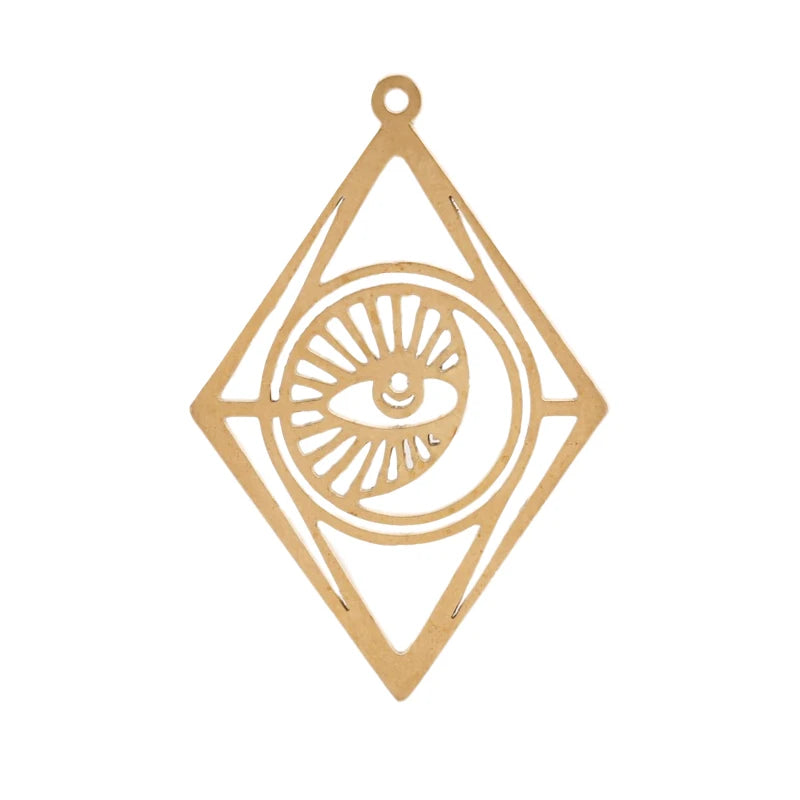 10pcs Raw Brass Celestial Moon Sun Evil Eye Charms Pendants DIY Jewelry Making