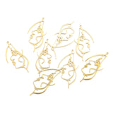 10pcs Raw Brass Beauty Girl Face Open Frame Pendant Charms