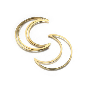 10pcs Raw Brass Copper Large Hollow Moon Pendant for DIY Jewelry Making