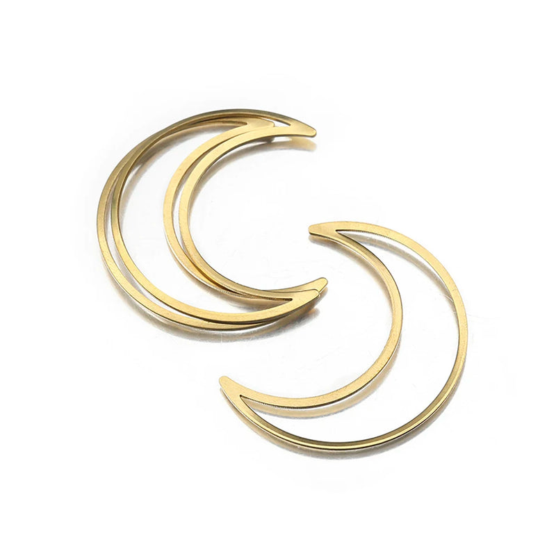 10pcs Raw Brass Copper Large Hollow Moon Pendant for DIY Jewelry Making