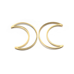 10pcs Raw Brass Copper Large Hollow Moon Pendant for DIY Jewelry Making