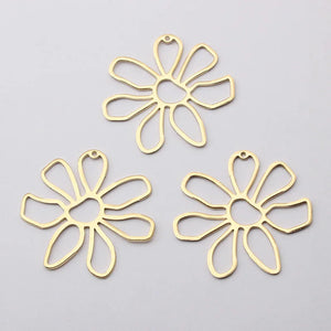 10pcs Raw Brass Flower Charms Pendant For Jewelry Making