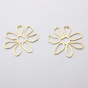 10pcs Raw Brass Flower Charms Pendant For Jewelry Making