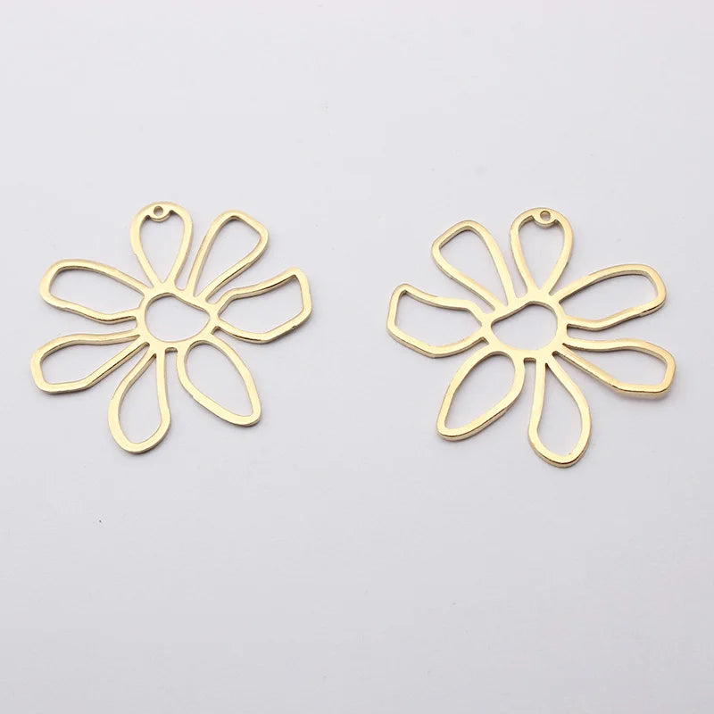 10pcs Raw Brass Flower Charms Pendant For Jewelry Making