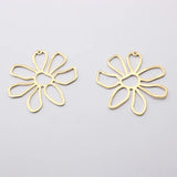 10pcs Raw Brass Flower Charms Pendant For Jewelry Making