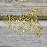 10pcs Raw Brass Frosting Hollow Leaf Charms Pendant Earrings Jewelry Making