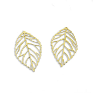10pcs Raw Brass Frosting Hollow Leaf Charms Pendant Earrings Jewelry Making