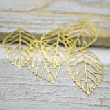 10pcs Raw Brass Frosting Hollow Leaf Charms Pendant Earrings Jewelry Making