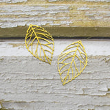 10pcs Raw Brass Frosting Hollow Leaf Charms Pendant Earrings Jewelry Making