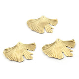 10pcs Raw Brass Ginkgo Leaf Charms Pendant For Jewelry Making