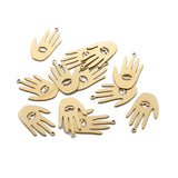 10pcs Raw Brass Hand Third Eye Charms for DIY Jewelry