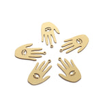 10pcs Raw Brass Hand Third Eye Charms for DIY Jewelry