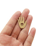 10pcs Raw Brass Hand Third Eye Charms for DIY Jewelry