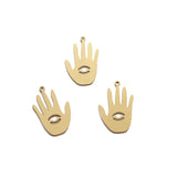 10pcs Raw Brass Hand Third Eye Charms for DIY Jewelry