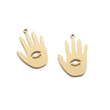 10pcs Raw Brass Hand Third Eye Charms for DIY Jewelry