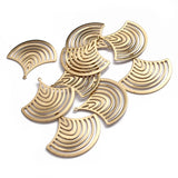 10pcs Raw Brass Fan Shaped Charm Pendant for DIY Jewelry 34.5x32.5mm
