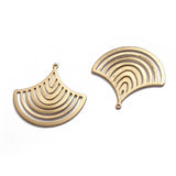 10pcs Raw Brass Fan Shaped Charm Pendant for DIY Jewelry 34.5x32.5mm
