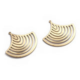 10pcs Raw Brass Fan Shaped Charm Pendant for DIY Jewelry 34.5x32.5mm