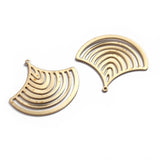 10pcs Raw Brass Fan Shaped Charm Pendant for DIY Jewelry 34.5x32.5mm