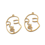 10pcs Raw Brass Hollow Human Face Charms Pendant DIY Jewelry Findings Earrings