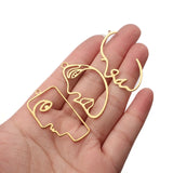 10pcs Raw Brass Hollow Human Face Charms Pendant DIY Jewelry Findings Earrings