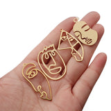 10pcs Raw Brass Hollow Human Face Charms Pendant DIY Jewelry Findings Earrings