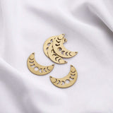 10pcs Raw Brass Hollow Moon Charms Dangle Pendant DIY Boho Earring