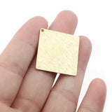 10pcs Raw Brass Rhombus Square Textured Charms Pendant Jewelry Findings 34*34mm
