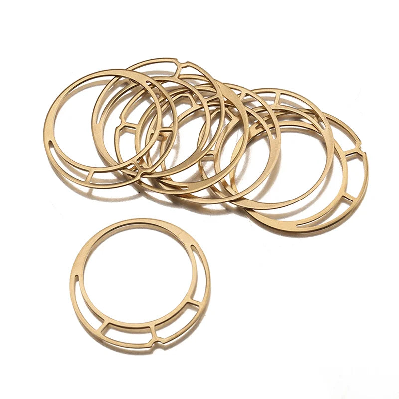 10pcs Double Layer Brass Circle Hoop Charms for DIY Jewelry Making